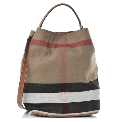 Burberry Canvas Mega Check Medium Ashby Hobo Saddle Brown 1 of 16