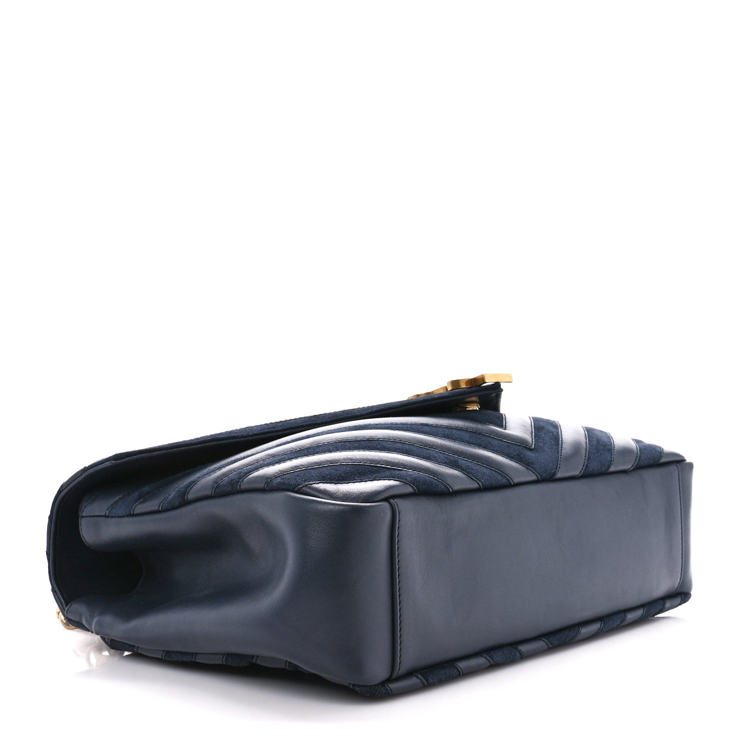 Saint Laurent Calfskin Suede Matelasse Chevron Monogram Large College Bag Graphite 4 of 13