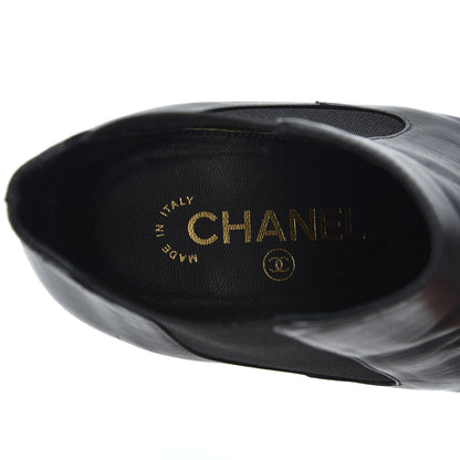 Chanel Lambskin Pearl CC Ankle Boots 40 Black 8 of 11