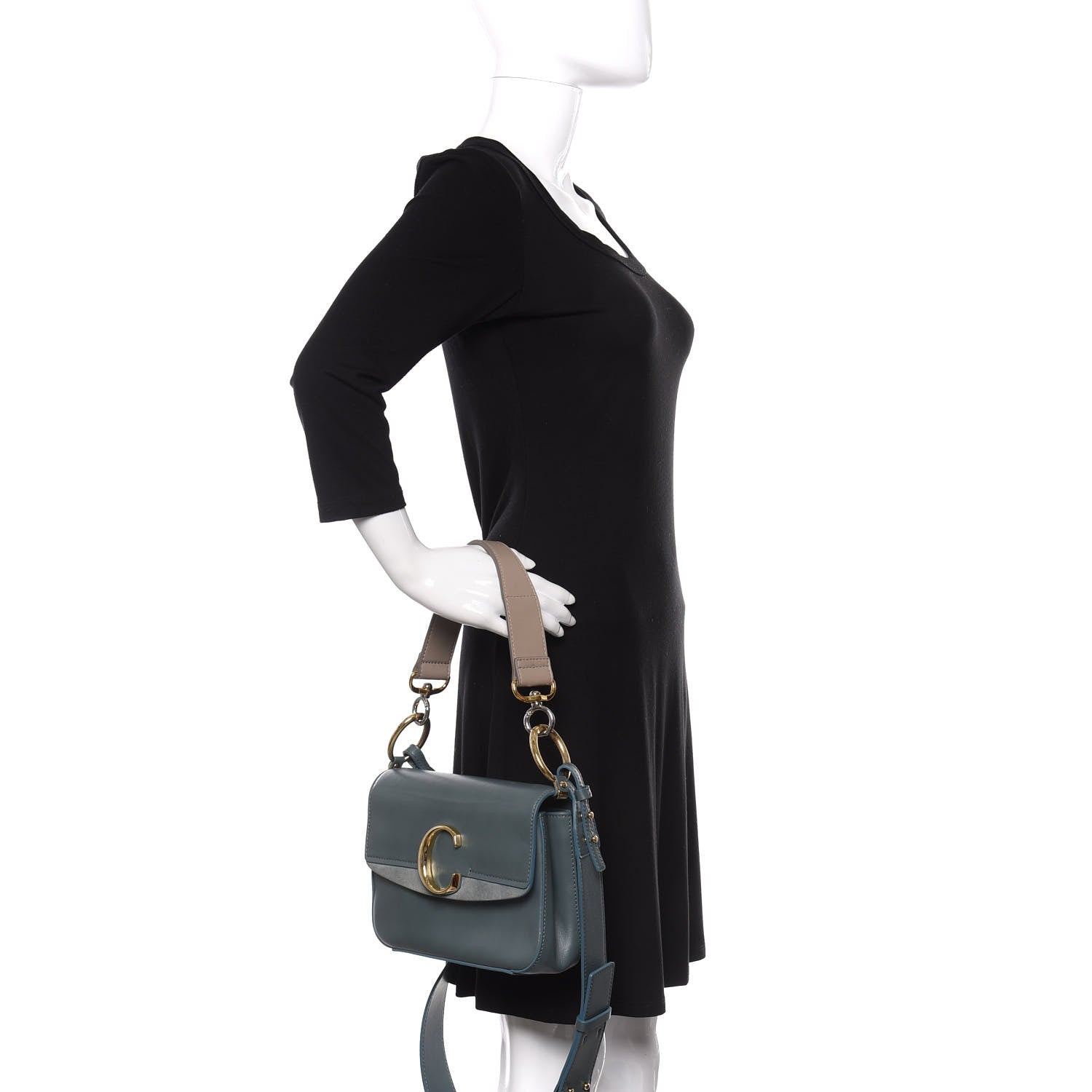 Chloe Calfskin Small C Double Carry Cloudy Blue 3 of 18