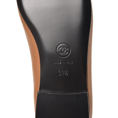 Chanel Patent Goatskin Cap Toe Ballerina Flats 37.5 Camel 8 of 9
