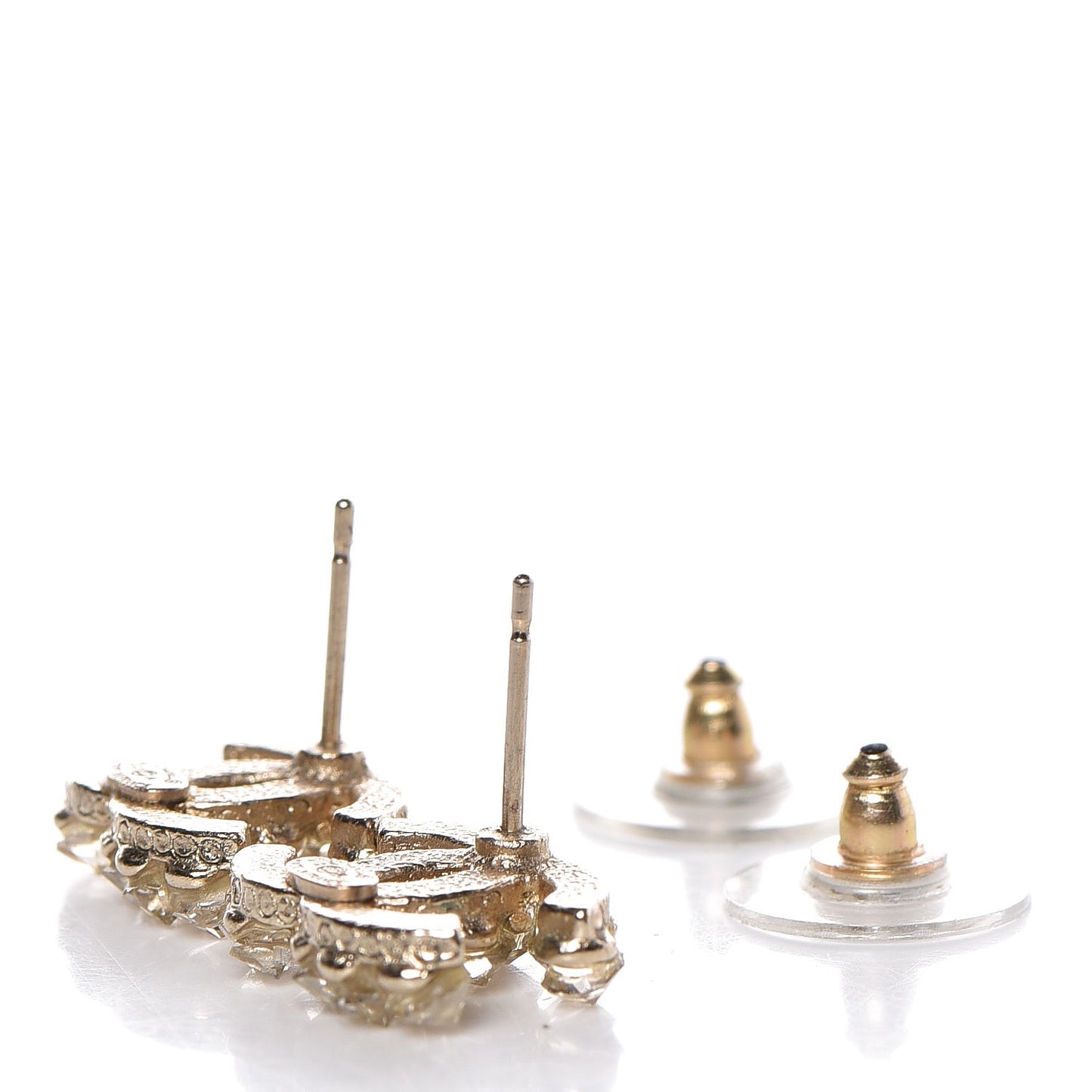 Poured Glass CC Earrings Light Gold