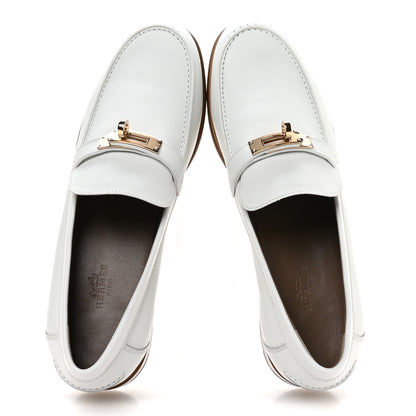 Hermes Calfskin Womens Destin Loafer 38 White 2 of 8