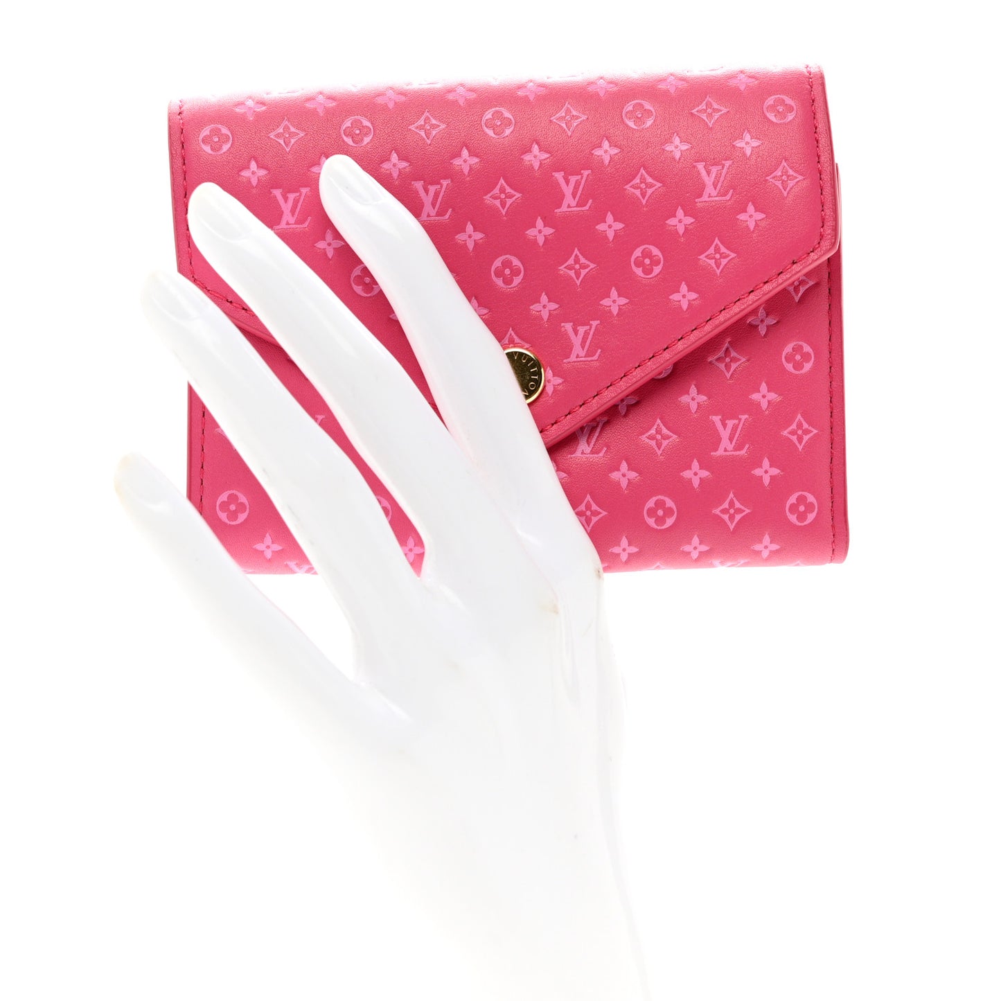 Calfskin Nanogram Embossed Victorine Wallet Rose