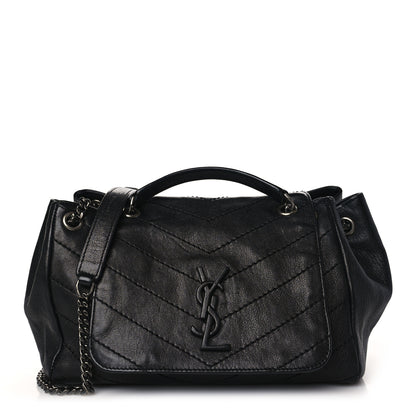 Saint Laurent Vintage Lambskin Chevron Monogram Small Nolita Black 1 of 9