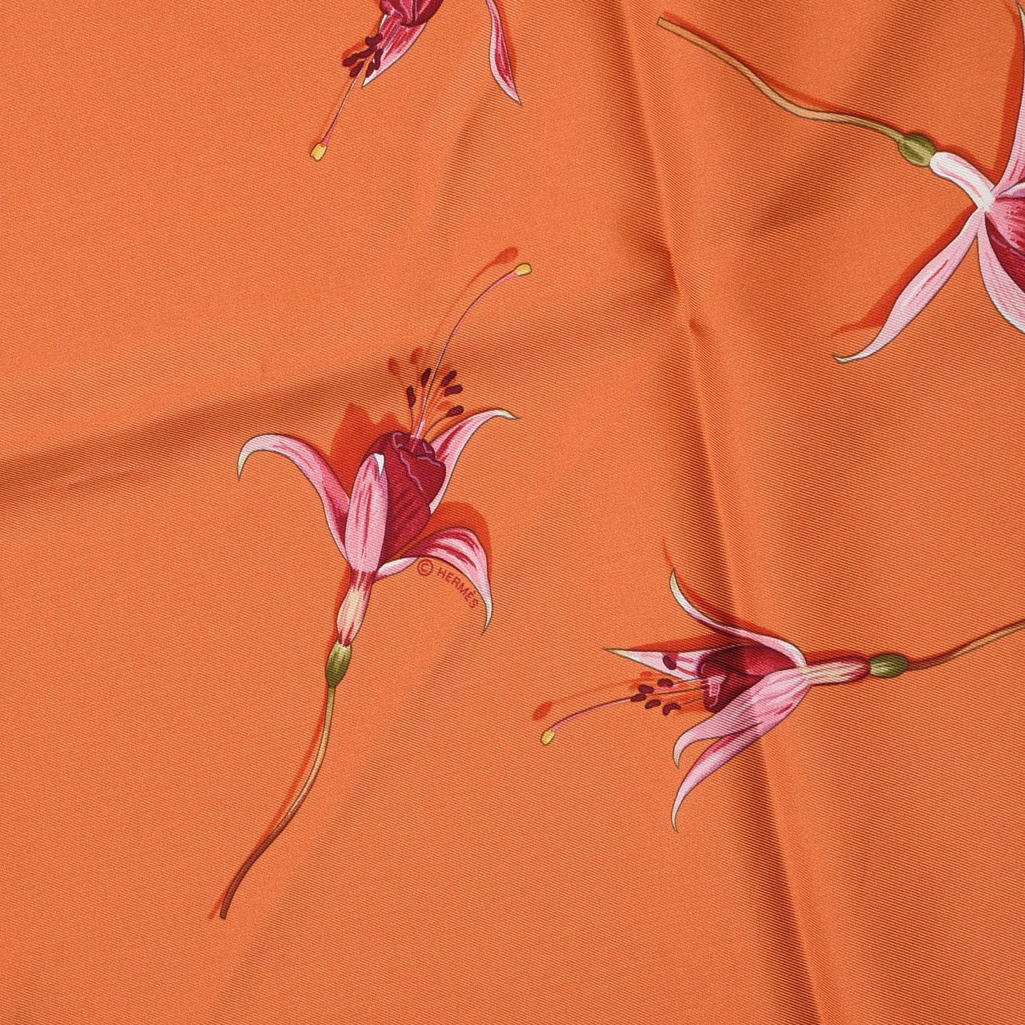 Silk Fleurs De Fuchsia Scarf 90 Orange