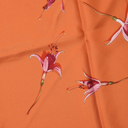 Hermes Silk Fleurs De Fuchsia Scarf 90 Orange 5 of 6