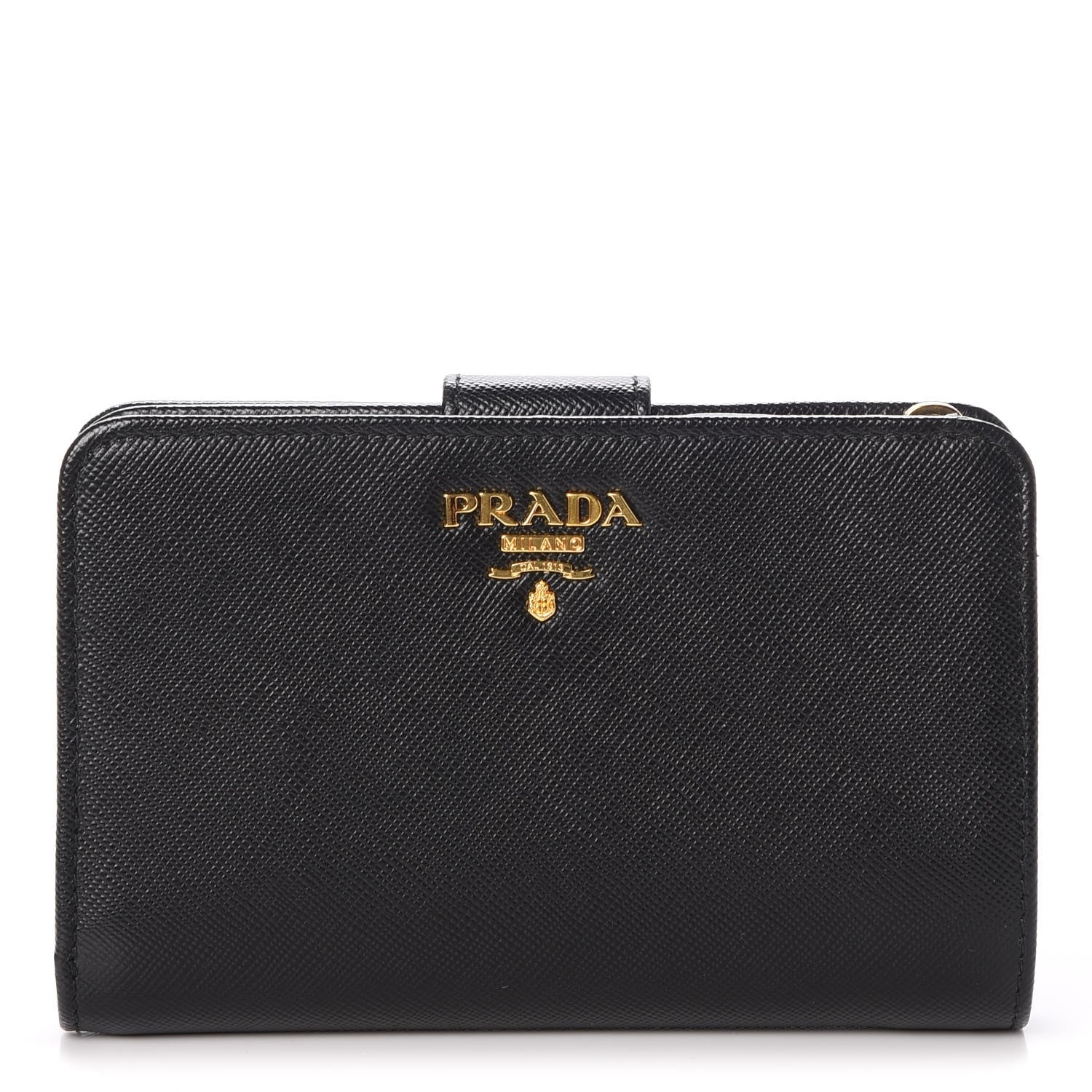 Prada Saffiano Compact Wallet Nero Black 1 of 9