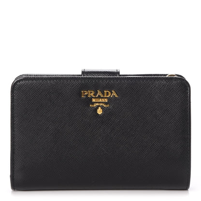 Prada Saffiano Compact Wallet Nero Black 1 of 9