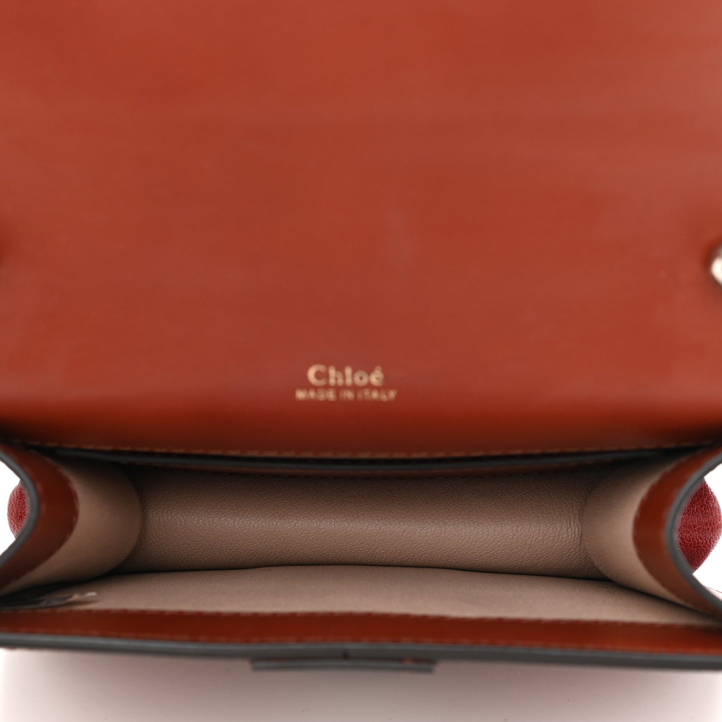 Shiny Goatskin Calfskin Mini Aby Chain Shoulder Bag Sepia Brown