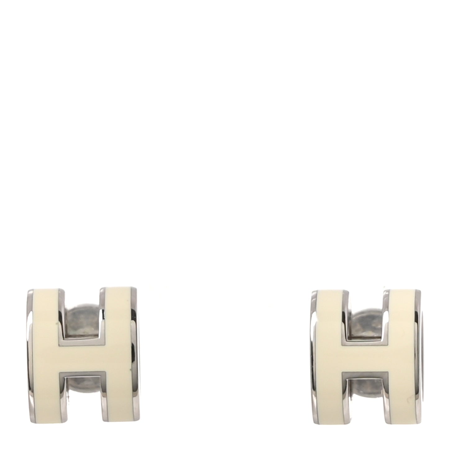 Palladium Lacquered Mini Pop H Earrings White