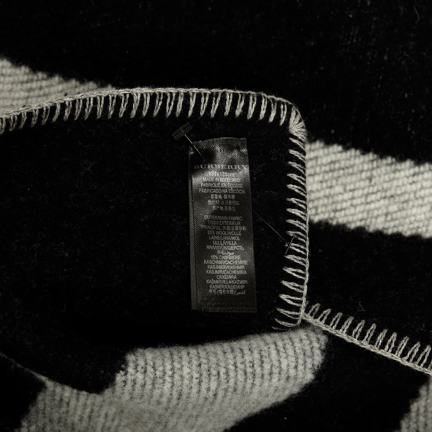 Burberry Wool Cashmere Mega Check Cape Scarf Scarf Grey 3 of 4