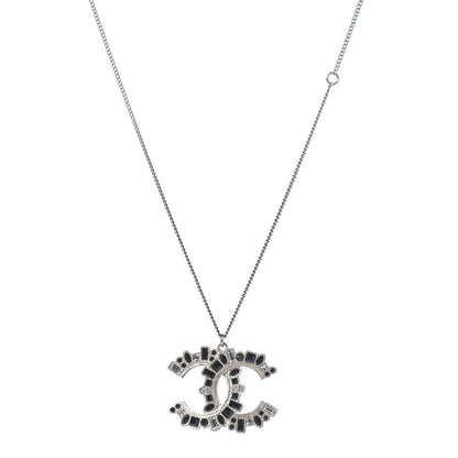 Chanel Baguette Crystal Large CC Necklace Silver Black 1 of 4