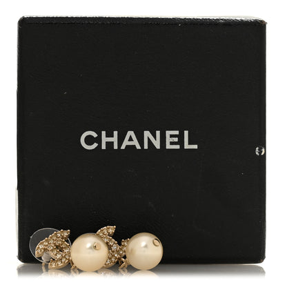 Chanel Crystal Pearl CC Drop Earrings Gold 5 of 5