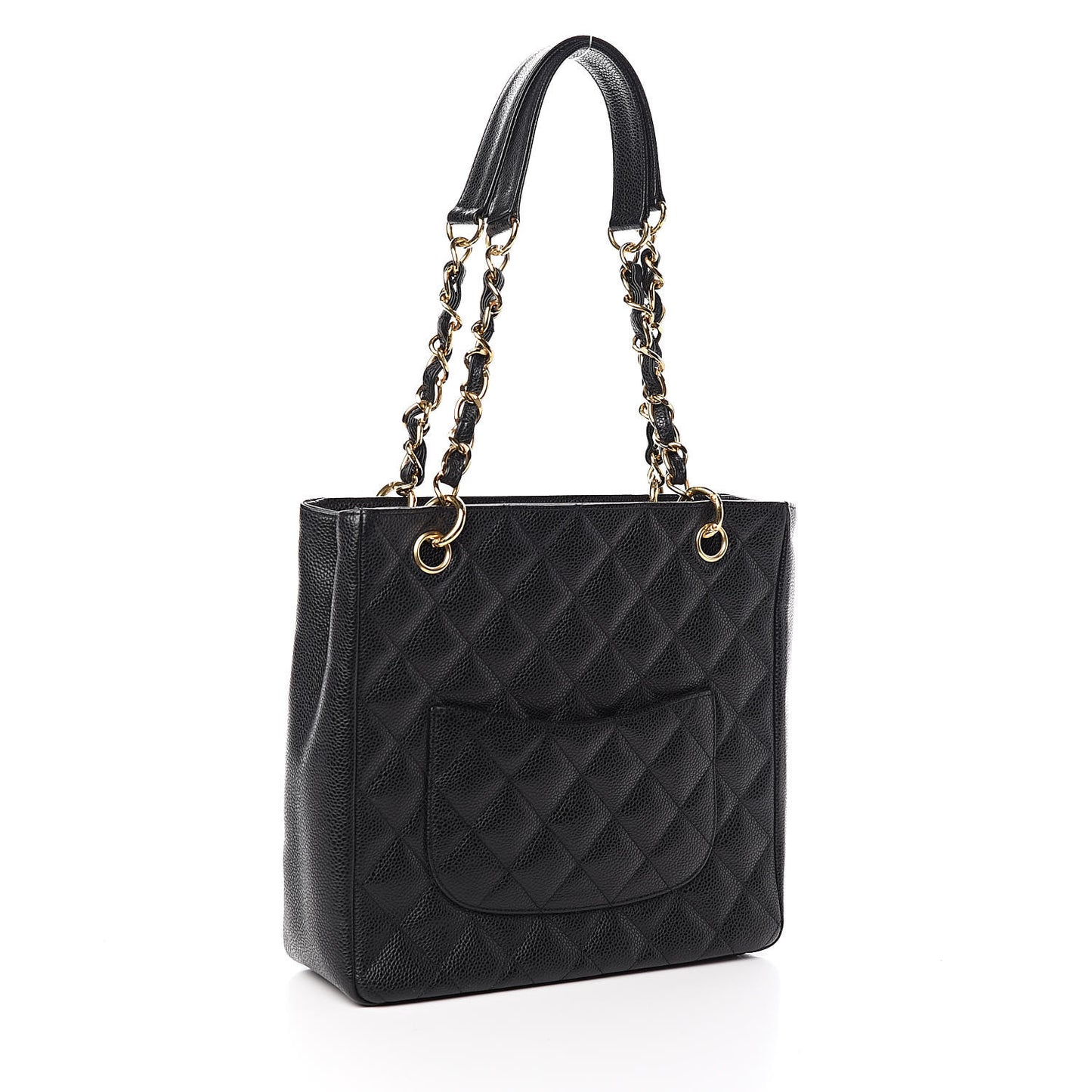 Caviar Quilted Petit Shopping Tote PST Black