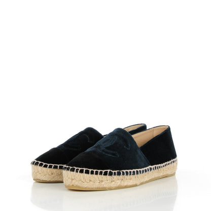 Chanel Velvet CC Espadrilles 35 Navy Black 3 of 9