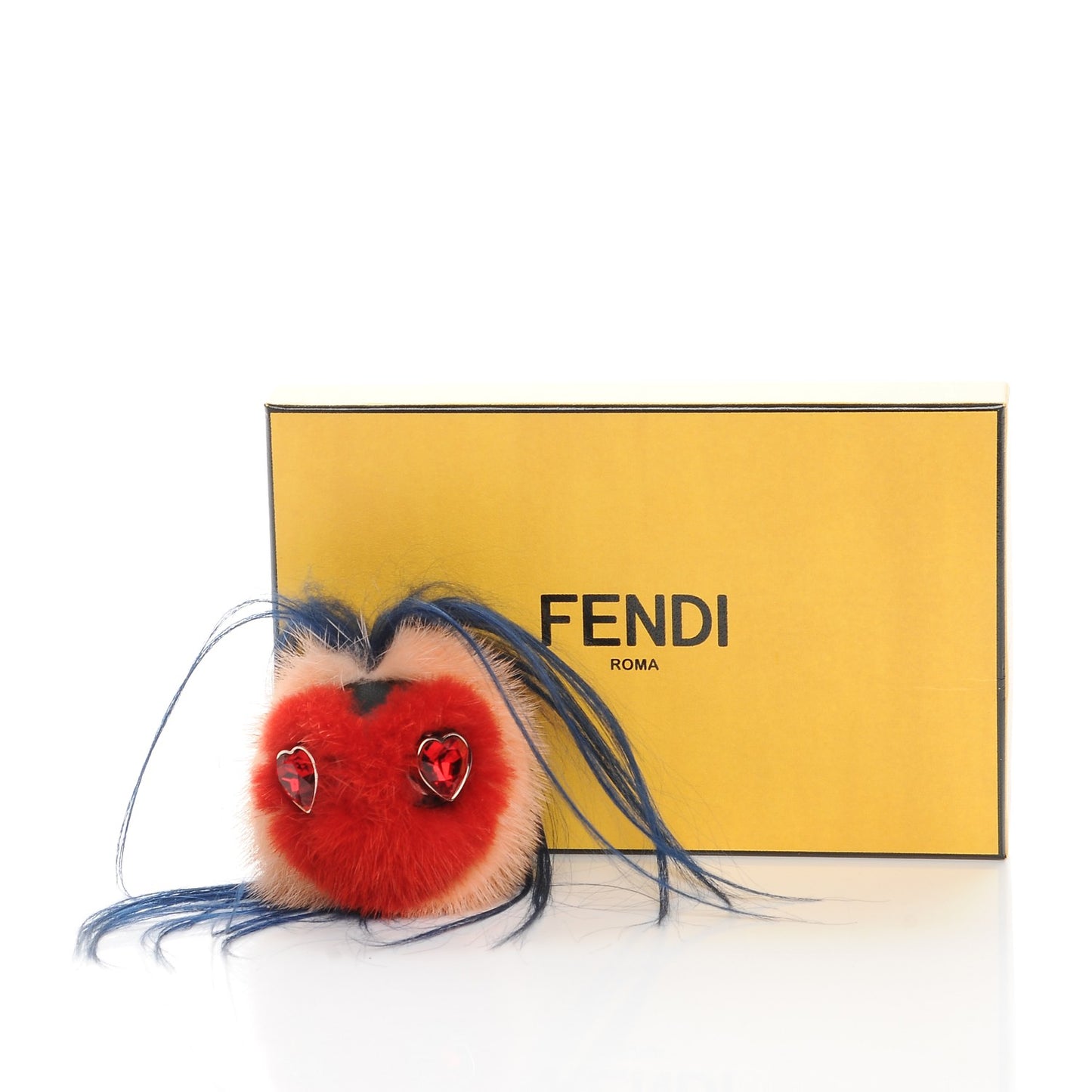 Goat Mink Fur Heart Bag Bug Charm Red Multicolor