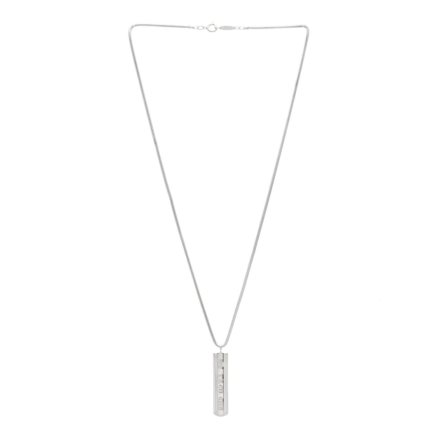 Tiffany Sterling Silver 1837 Bar Pendant Necklace 2 of 3