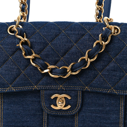 Chanel Denim Quilted Double You Backpack Blue Golden 7 of 12