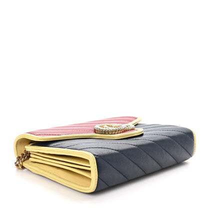 Gucci Azalea Calfskin Matelasse Diagonal Torchon GG Marmont Chain Wallet Blue Agata New Cherry Red Butter 4 of 12