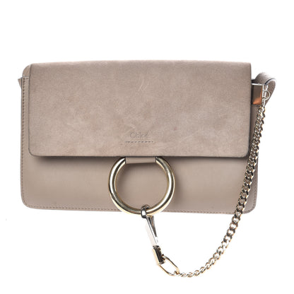 Chloe Suede Calfskin Small Faye Shoulder Bag Motty Grey 1 of 15