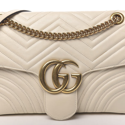 Gucci Calfskin Matelasse Medium GG Marmont Shoulder Bag White 22 of 23