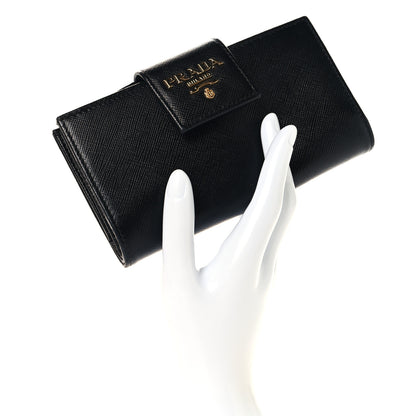 Prada Saffiano Metal Tab Wallet Black 2 of 9