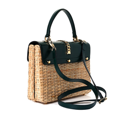 Gucci Wicker Calfskin Small Sylvie Top Handle Bag Naturale Green 2 of 7