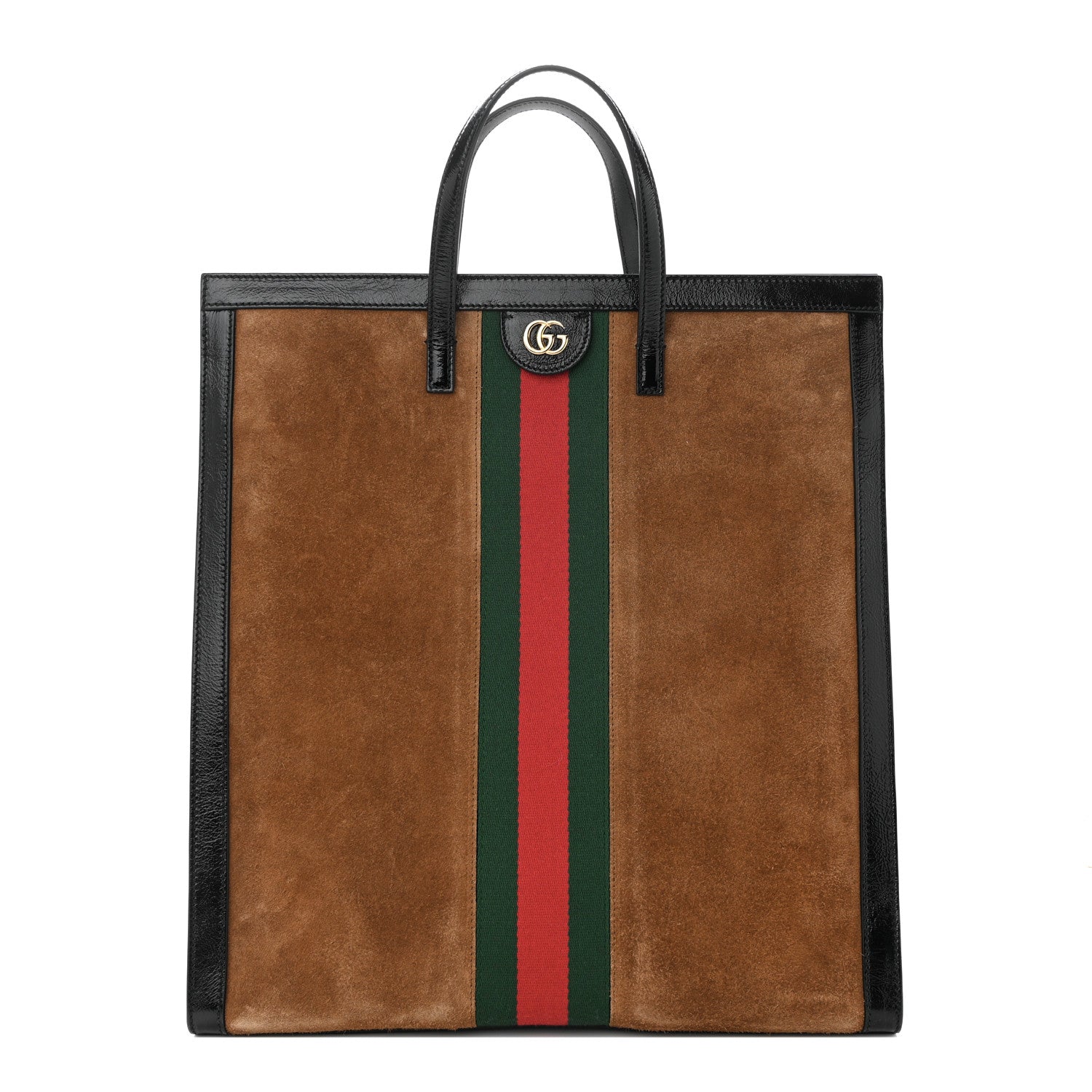 Gucci Suede Patent Web Ophidia Vertical Tote Nocciola Black 1 of 11