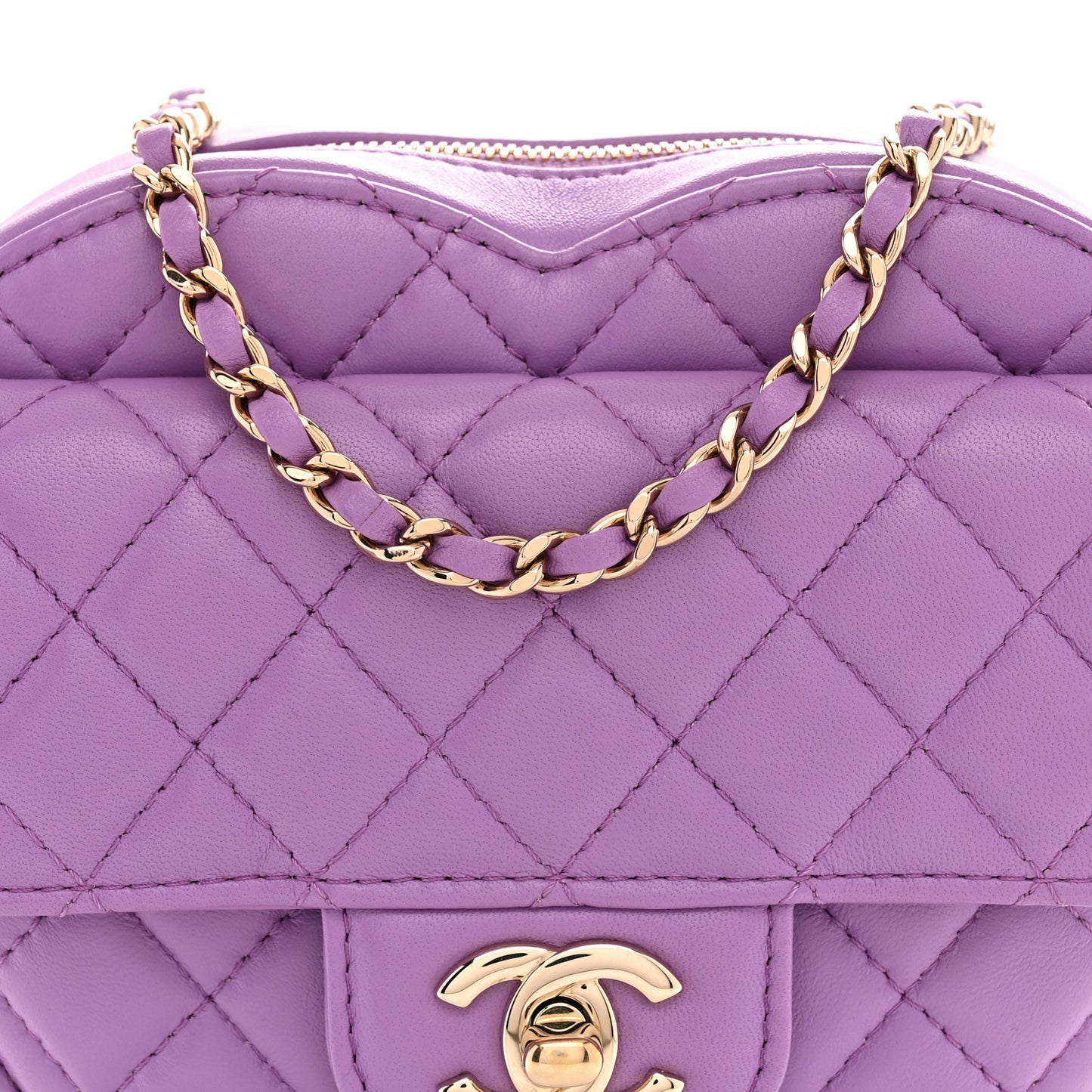 Lambskin Quilted CC In Love Heart Bag Purple