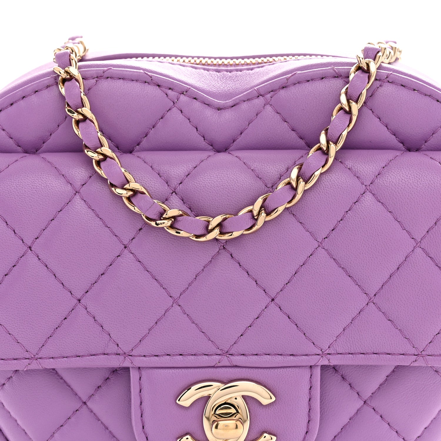 Chanel Lambskin Quilted CC In Love Heart Bag Purple 8 of 11