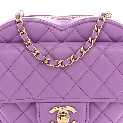 Chanel Lambskin Quilted CC In Love Heart Bag Purple 8 of 11