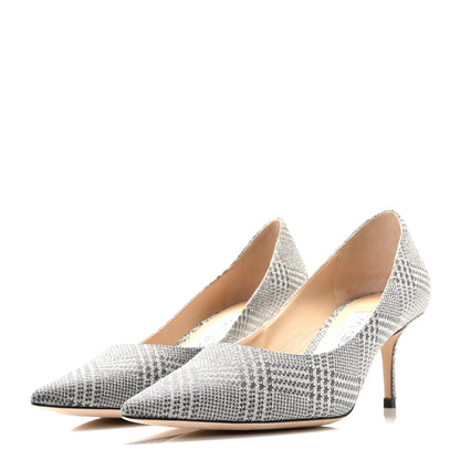 Jimmy Choo Metallic Fabric Plaid Love Prince Of Stars 85 Pump 38 Silver 2 of 11