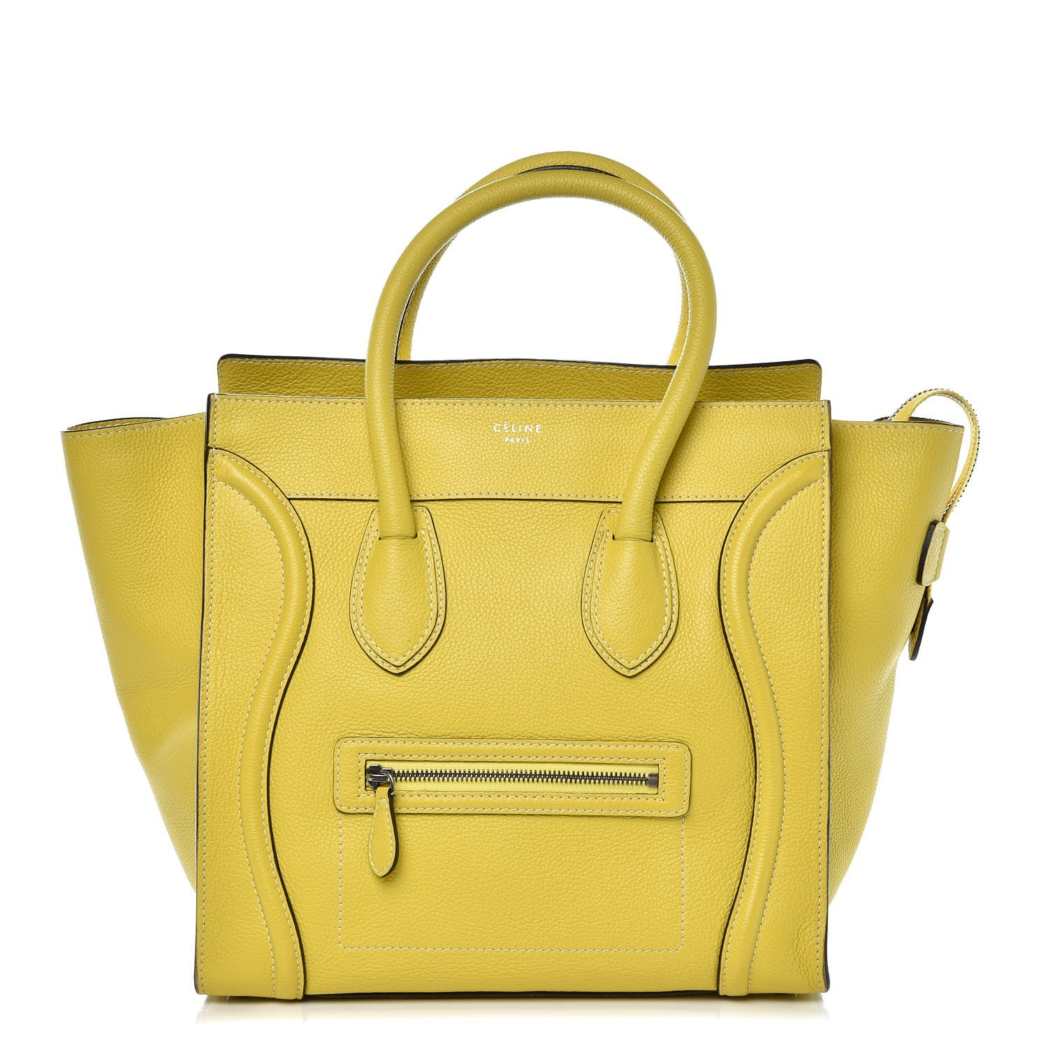 Celine Drummed Calfskin Mini Luggage Citron 1 of 9
