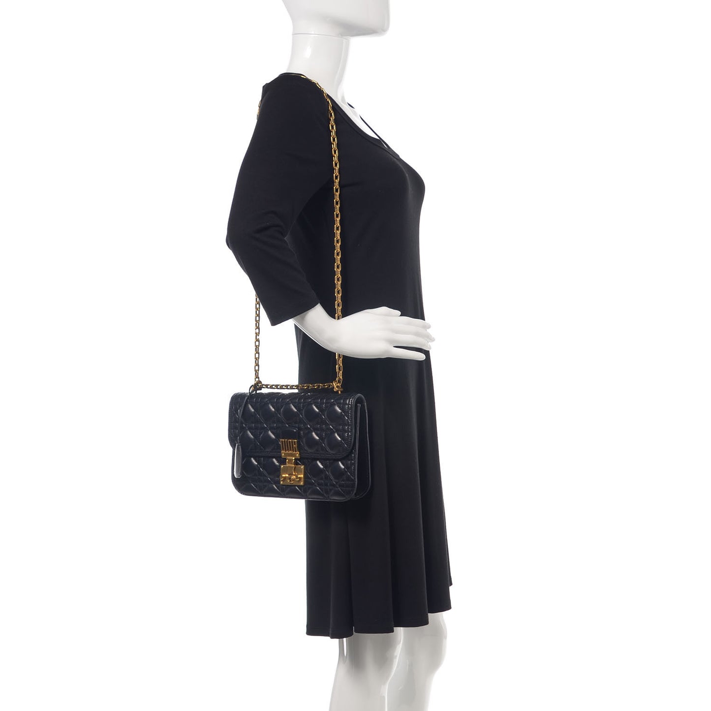 Lambskin Cannage Large Dioraddict Flap Bag Black