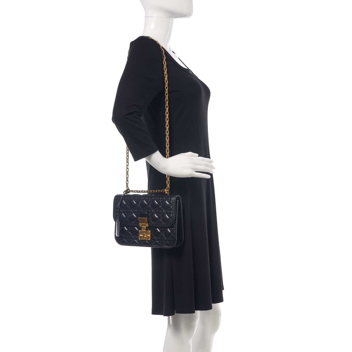 Christian Dior Lambskin Cannage Large Dioraddict Flap Bag Black 2 of 11