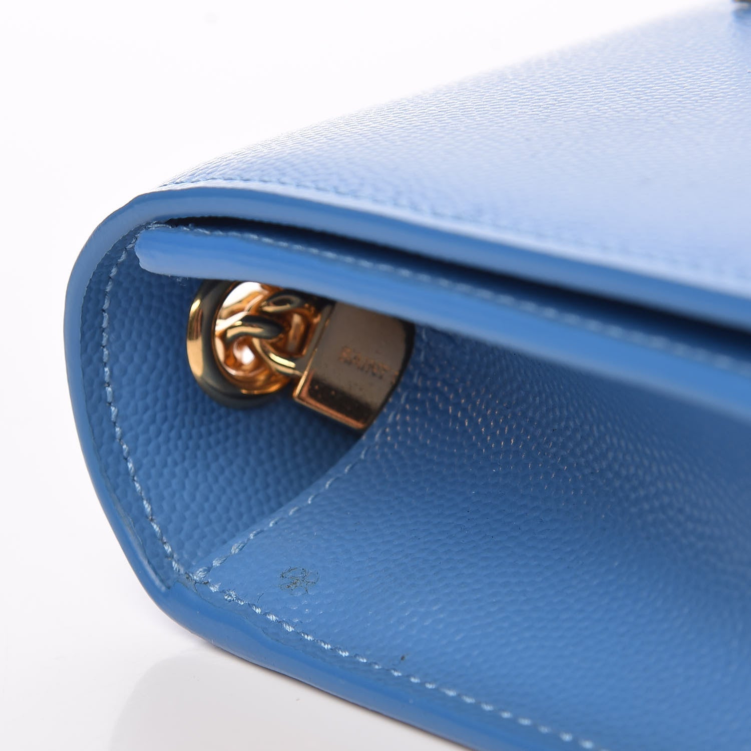 Saint Laurent Grain De Poudre Small Classic Monogram Kate Satchel Blue Clair 9 of 10