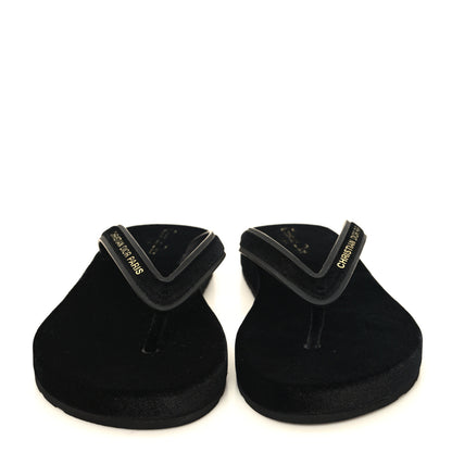 Christian Dior Velvet Diorsea Thong Sandals 40 Black 3 of 9