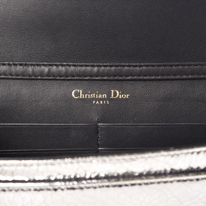 Christian Dior Metallic Ceramic Effect Deerskin Diorama Wallet on Chain Pouch Silver 6 of 8