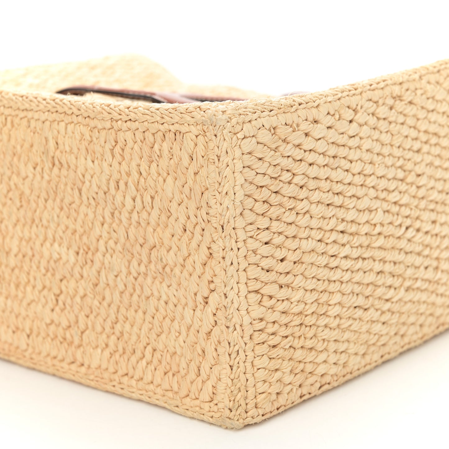 Raffia Calfskin Triomphe Small Cabas Thais Tan