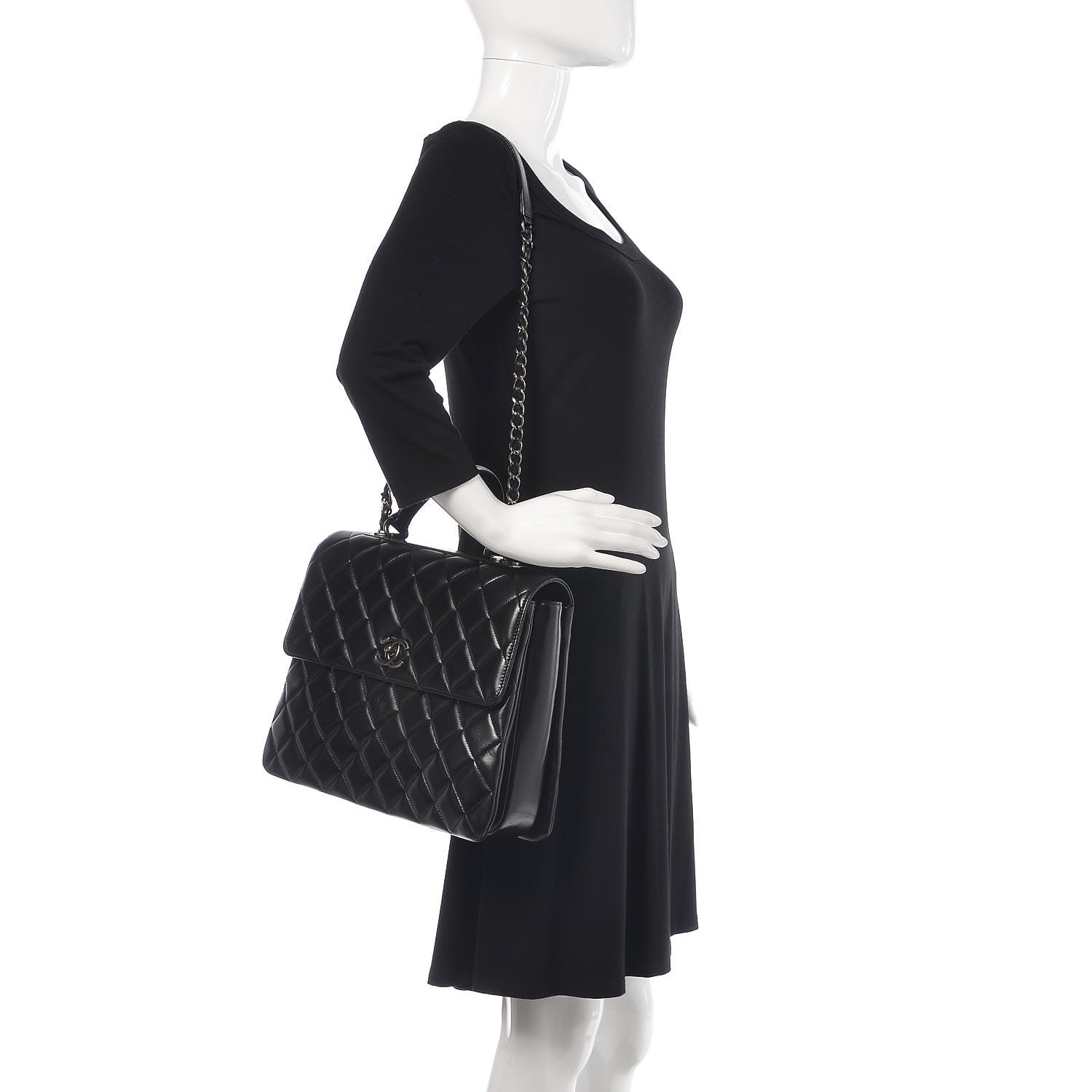 Chanel Lambskin Quilted Large Trendy CC Dual Handle Flap Bag Black 2 of 10