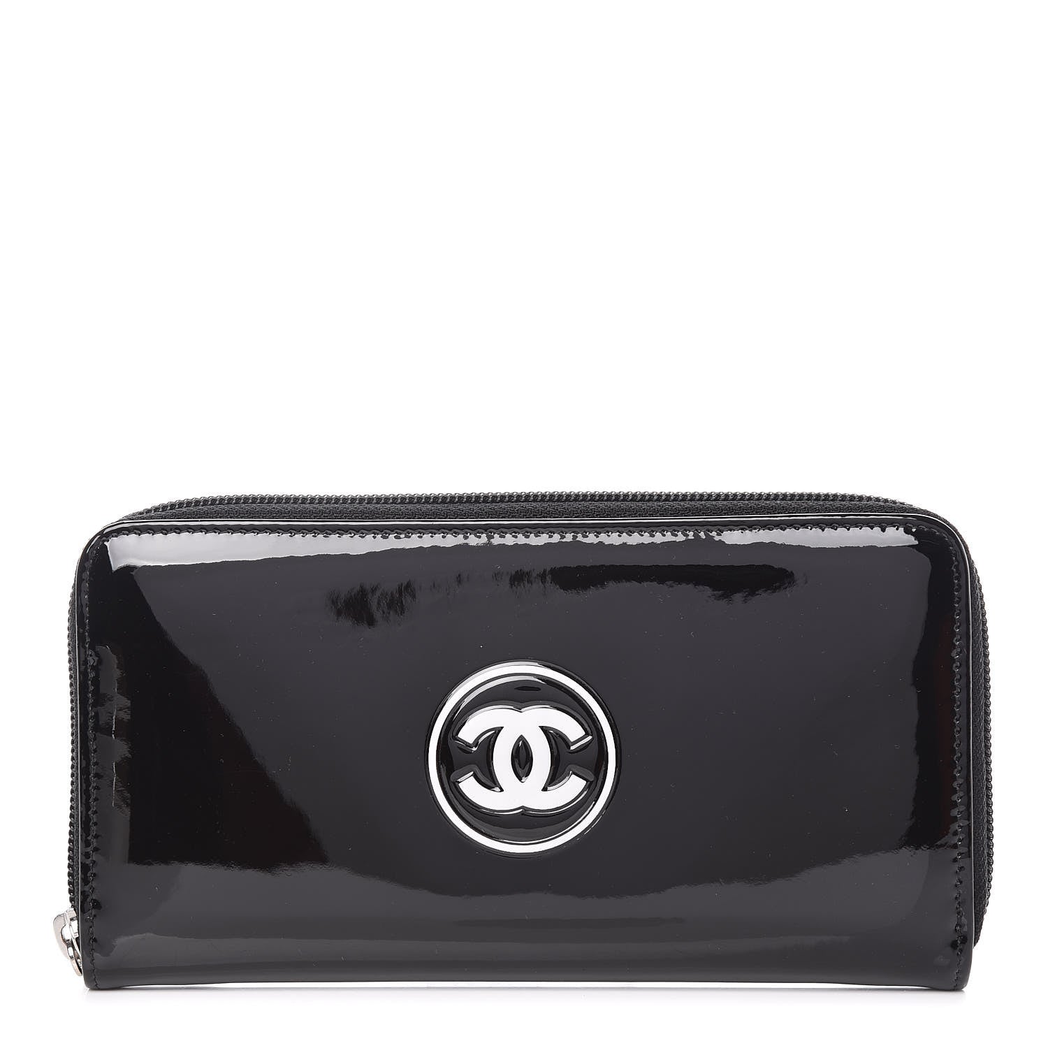 Chanel Patent Large Gusset CC Zip Wallet Black 1 of 8