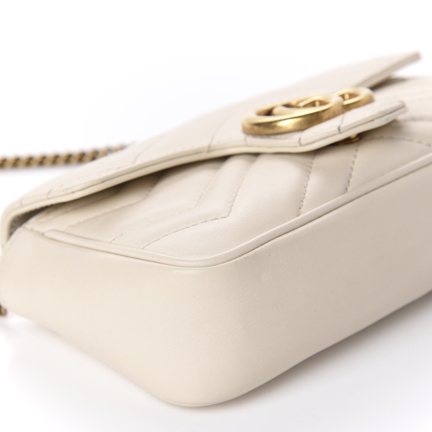 Gucci Calfskin Matelasse Super Mini GG Marmont Shoulder Bag White 6 of 12