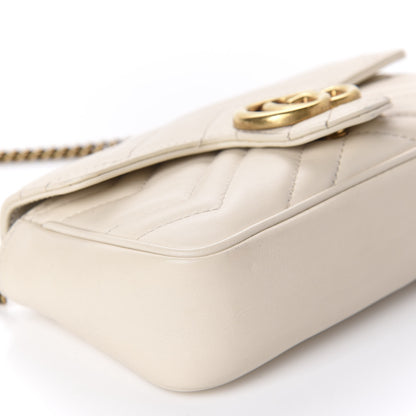 Gucci Calfskin Matelasse Super Mini GG Marmont Shoulder Bag White 6 of 12