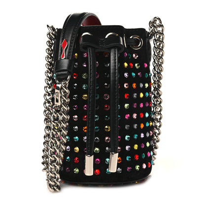 Christian Louboutin Calfskin Suede Strass Mini Marie Jane Bucket Black Multicolor 1 of 8