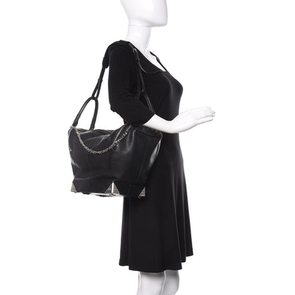 Alexander Wang Calfskin Marina Top Handle Chain Satchel Black Rhodium Hardware 2 of 9