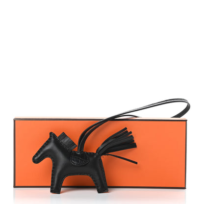Hermes Milo Lambskin Matte Alligator Touch Grigri Rodeo Horse Bag Charm PM So Black 5 of 5