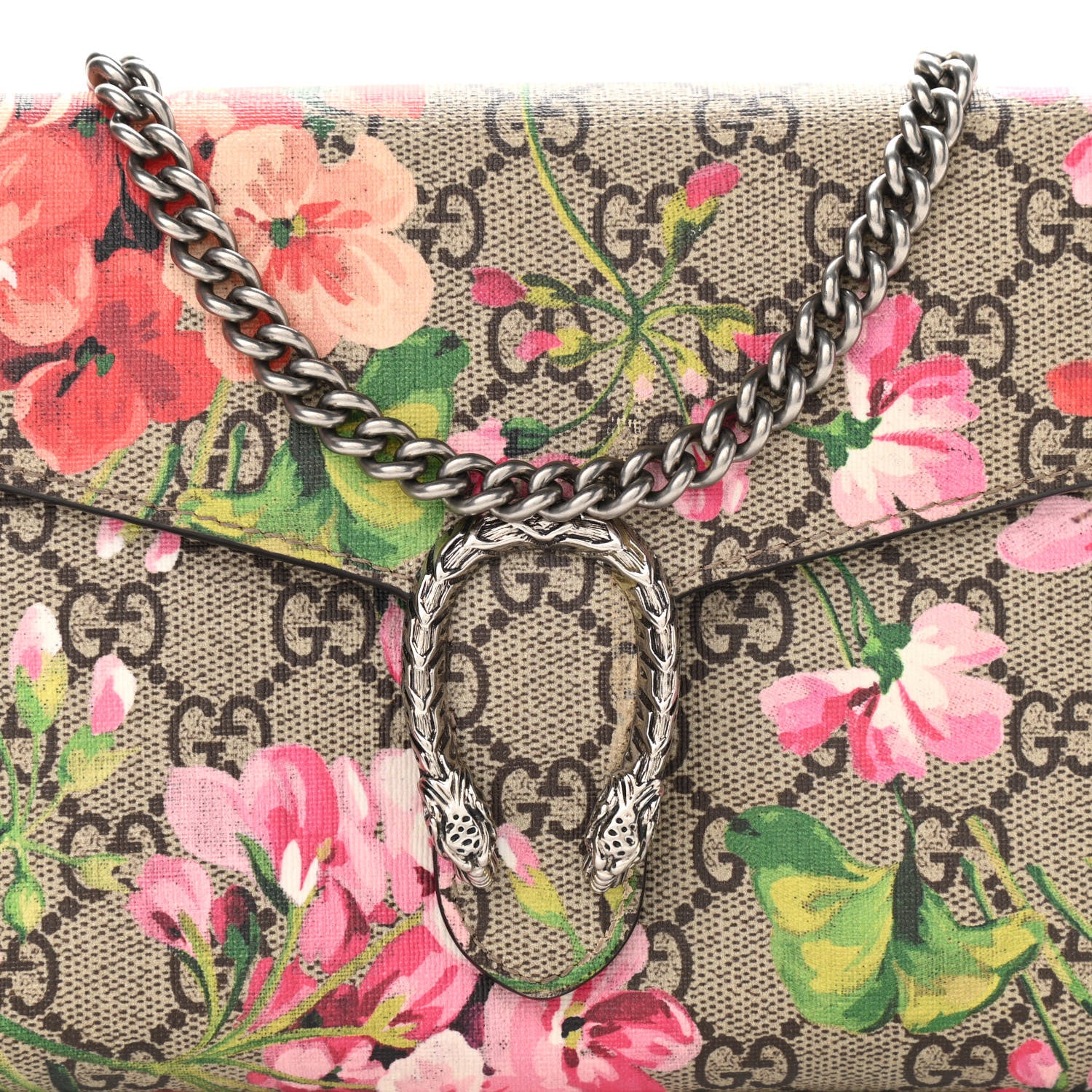 Gucci GG Supreme Monogram Blooms Mini Dionysus Chain Wallet Beige Multicolor Dry Rose 8 of 11