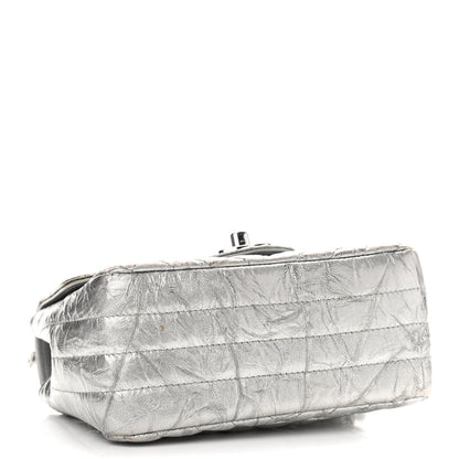 Chanel Metallic Patent Crumpled Calfskin Chevron Quilted Mini Square Flap Silver 4 of 16