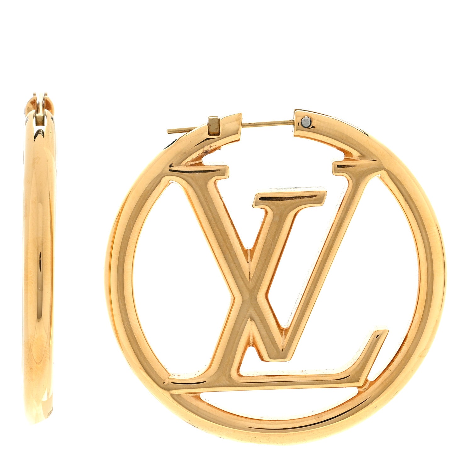 Louis Vuitton Metal Louise Hoop Earrings Gold 2 of 4